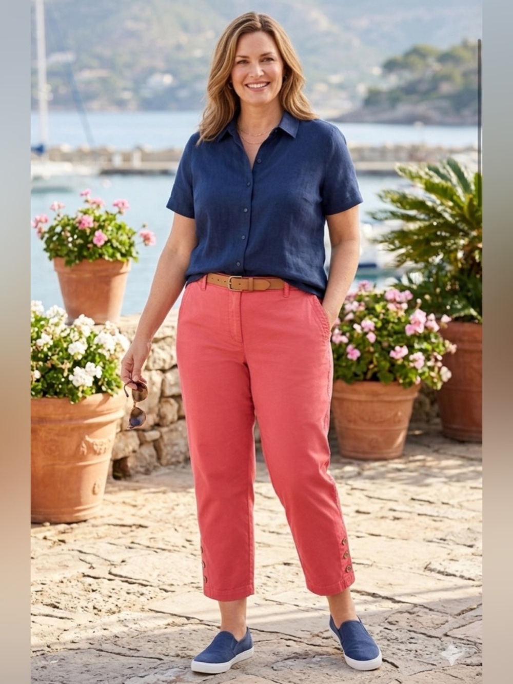 Talbots Salmon Relaxed Chino with Button-Accent Pants